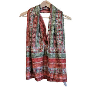 Misslook Women's Multicolor Scarf Vest Button Front Multicolor One Size